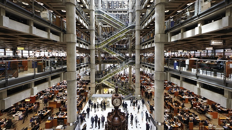 a group of people in a library